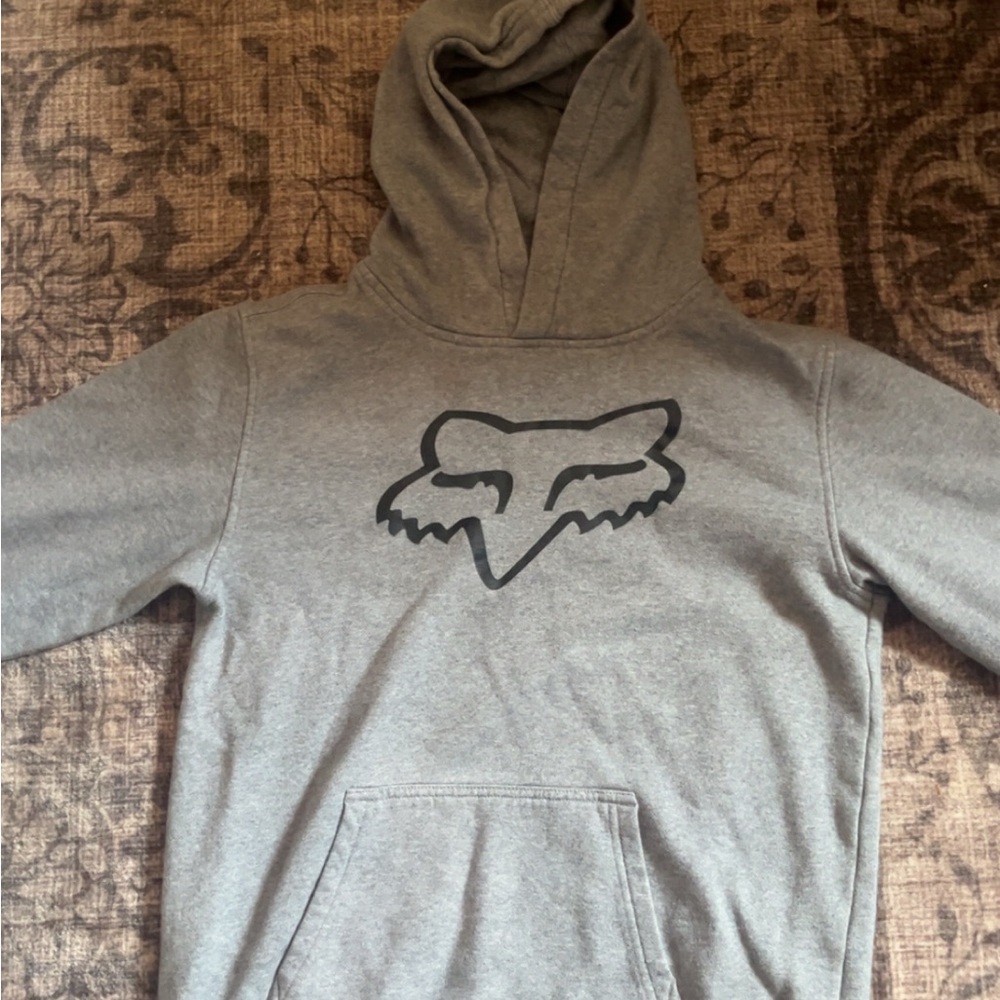 Gray Fox Hoodie with Black Fox Racing Logo